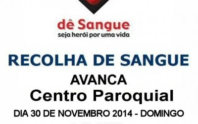RECOLHA DE SANGUE ~ Domingo, 30 de Novembro | das 9 às 12.30 horas